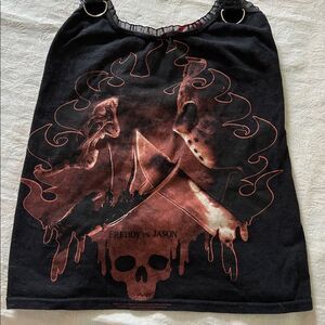 Shirt Halter Upcycled Halloween Freddy Jason Horror Handcrafted